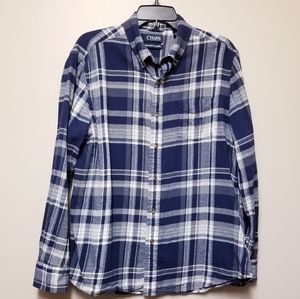Chaps navy plaid flannel shirt size Large